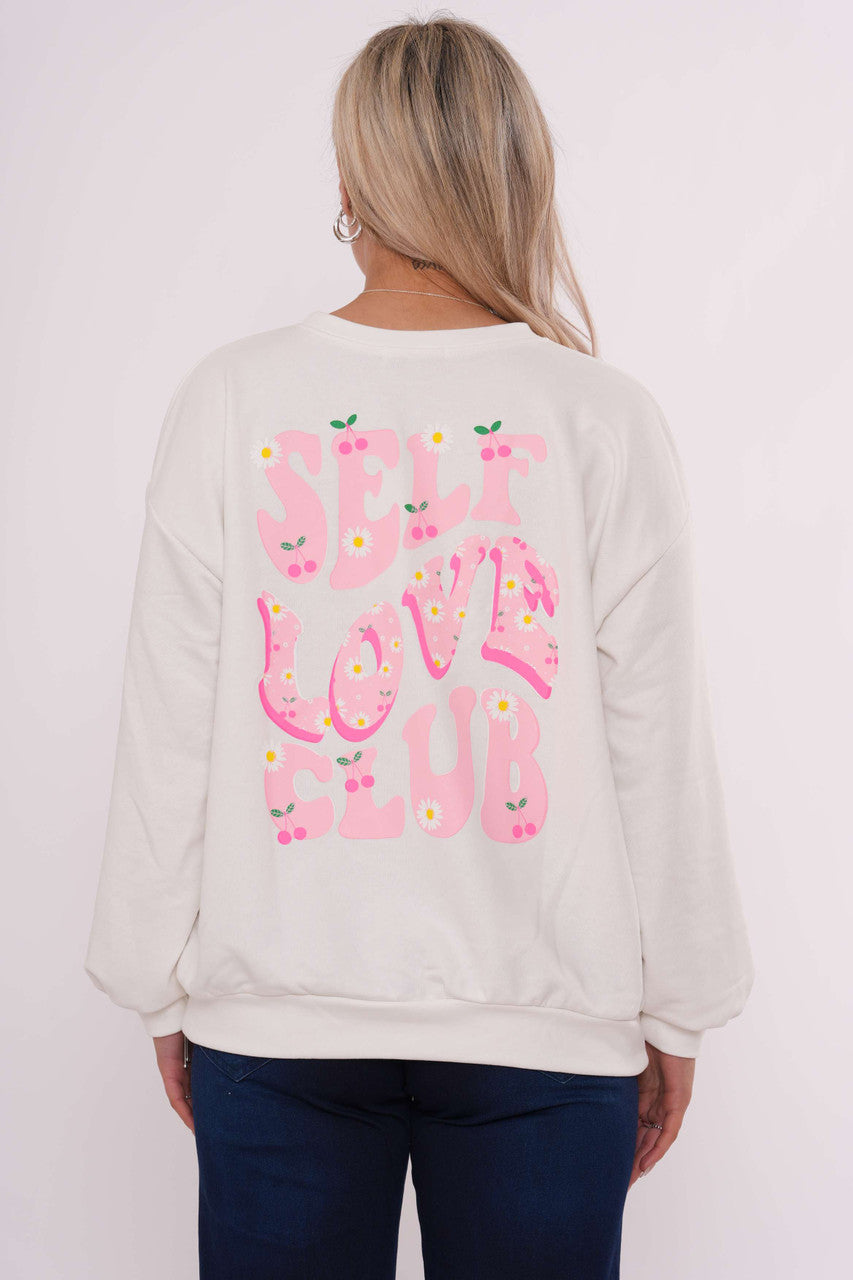 Self Love Club Graphic Sweatshirt - White
