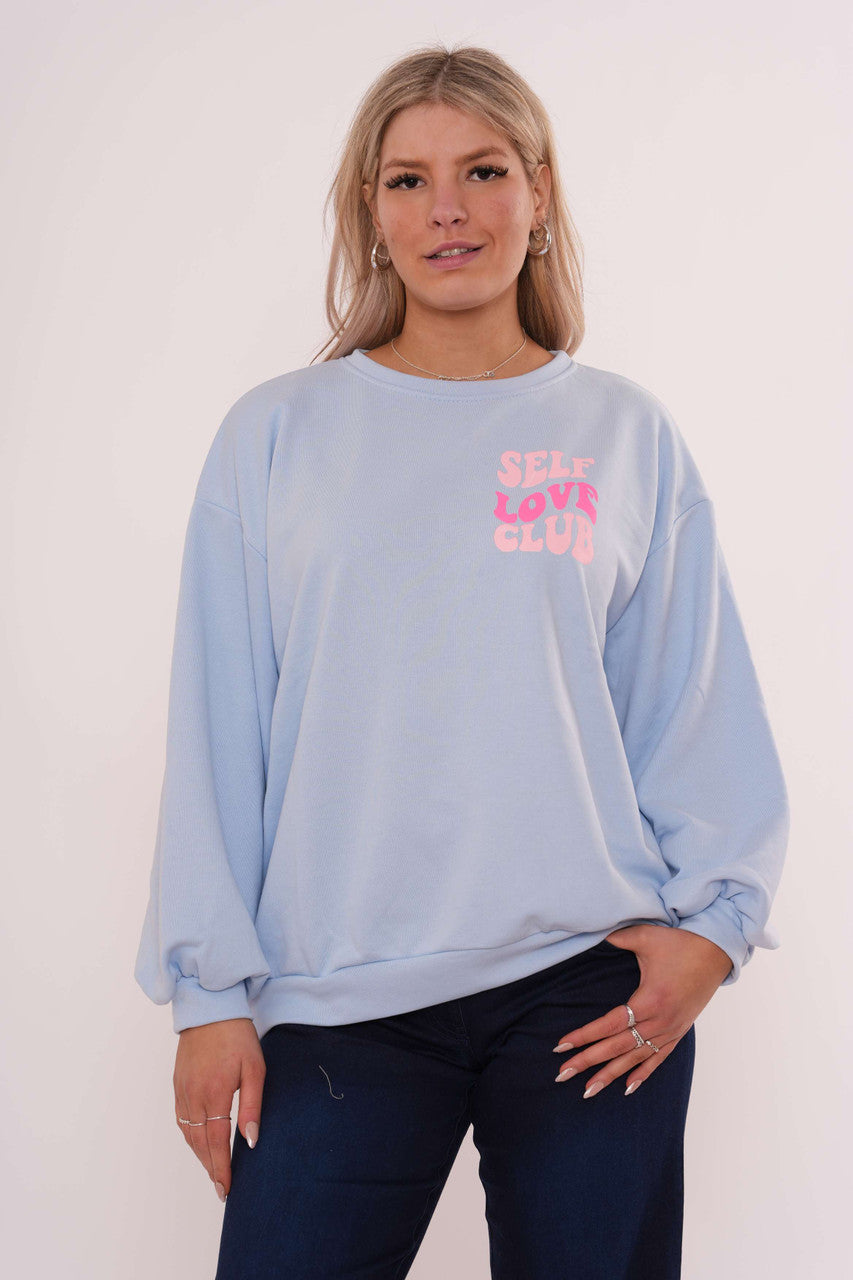Self Love Club Graphic Sweatshirt - Soft Blue