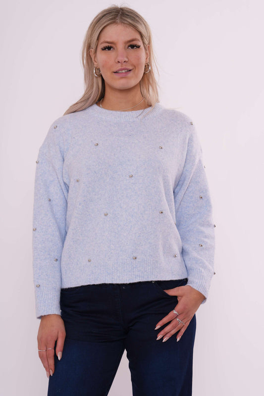 Trui met Hartjesnoppen - Zachtblauw