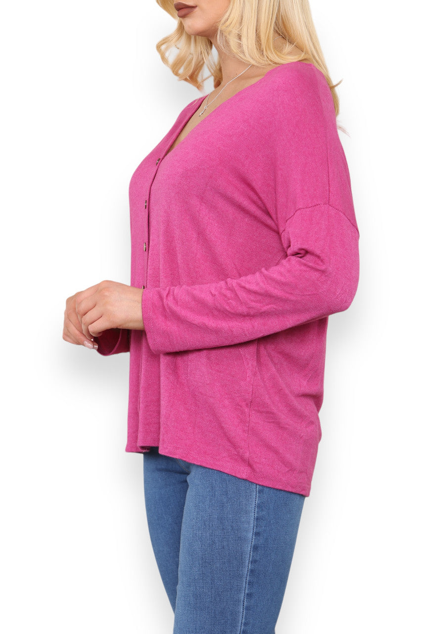 EFFEN VEST MET KNOPENSLUITING CERISE