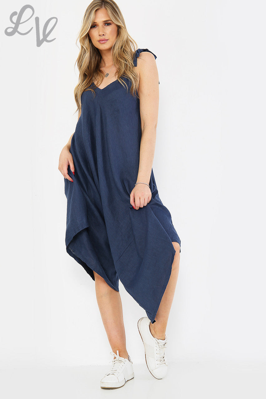 Dames Jumpsuit met Bandjes Lagenlook Marineblauw - Stukprijs WAS £25,99 NU £12,99