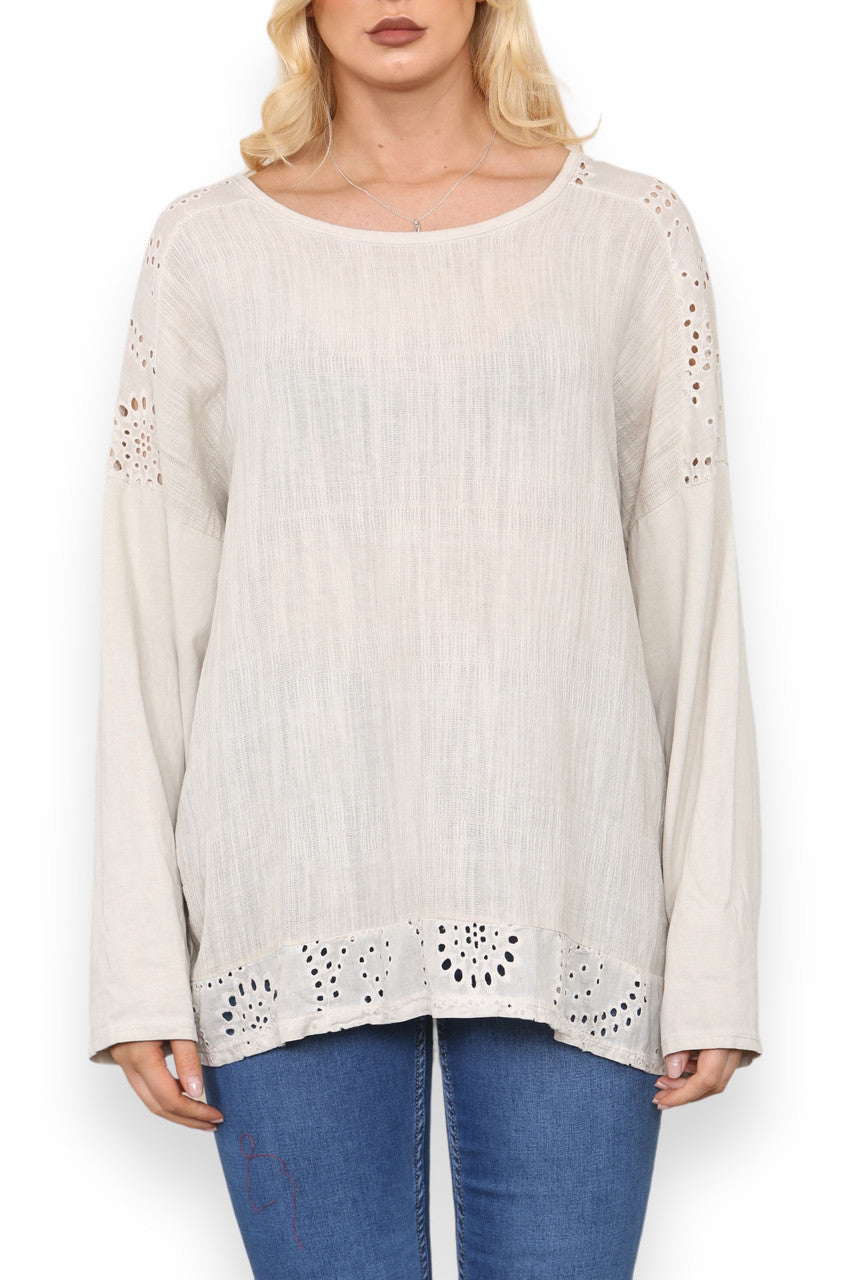 ANGLAISE SHOULDER & HEM DETAIL TOP STONE