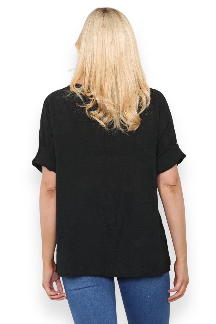 BALLOON HEART SEQUIN TOP BLACK