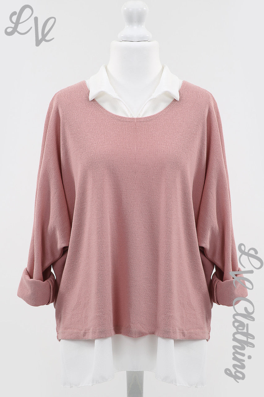 Ladies 2 Piece Layer Blouse & Top Dusty Pink - Unit Price £13.99