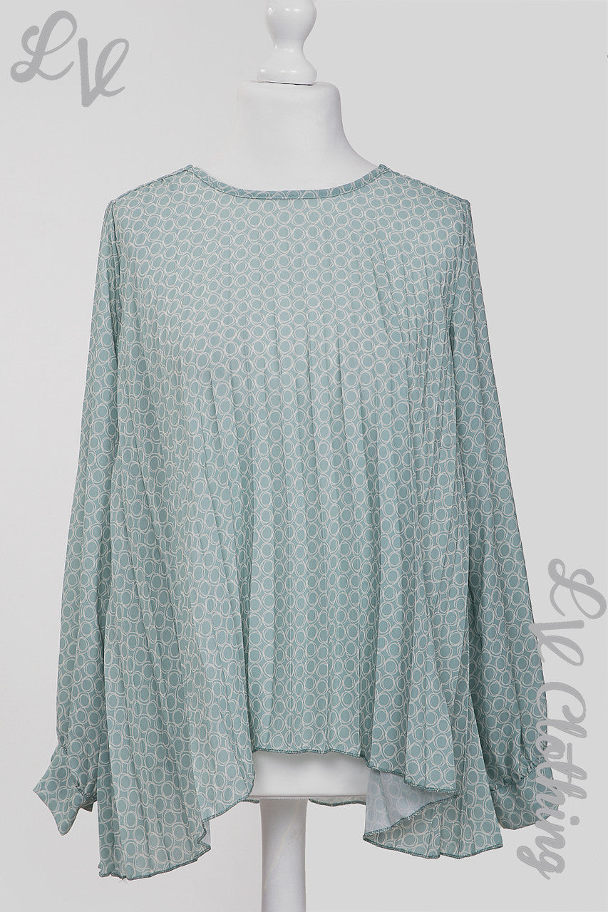 Ladies Circle Print Pleated Blouse Tiffany - Unit Price Was £9.99