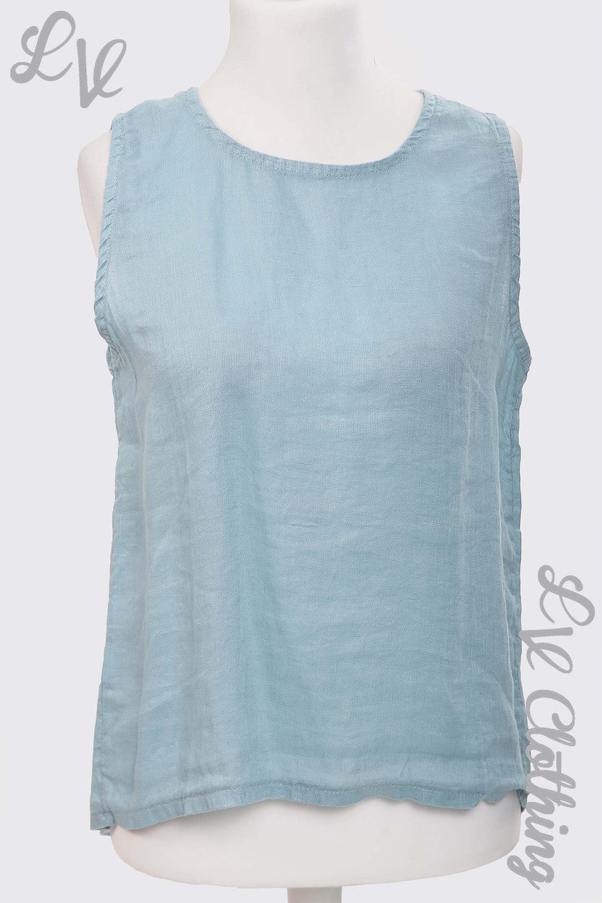 Ladies Linen Sleeveless Top With Button Up Back Tiffany - Unit Price £13.99