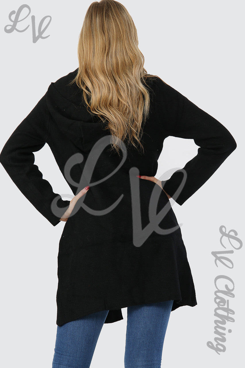 Damesvest met capuchon en toggle-knopen zwart Stukprijs € 16,99