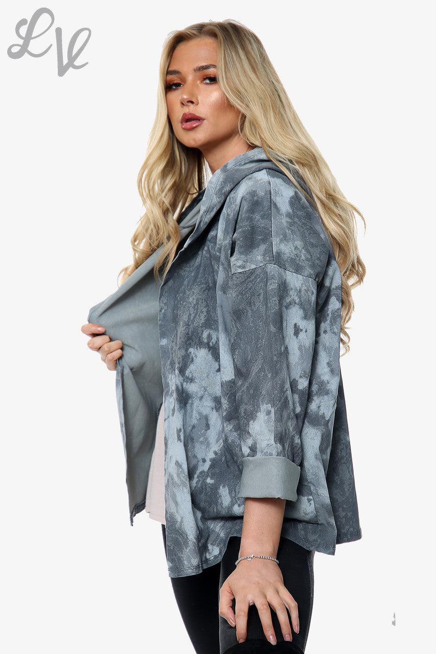 Dames Acid Wash Jack met capuchon Houtskool Prijs WAS £14,99 NU £7,49