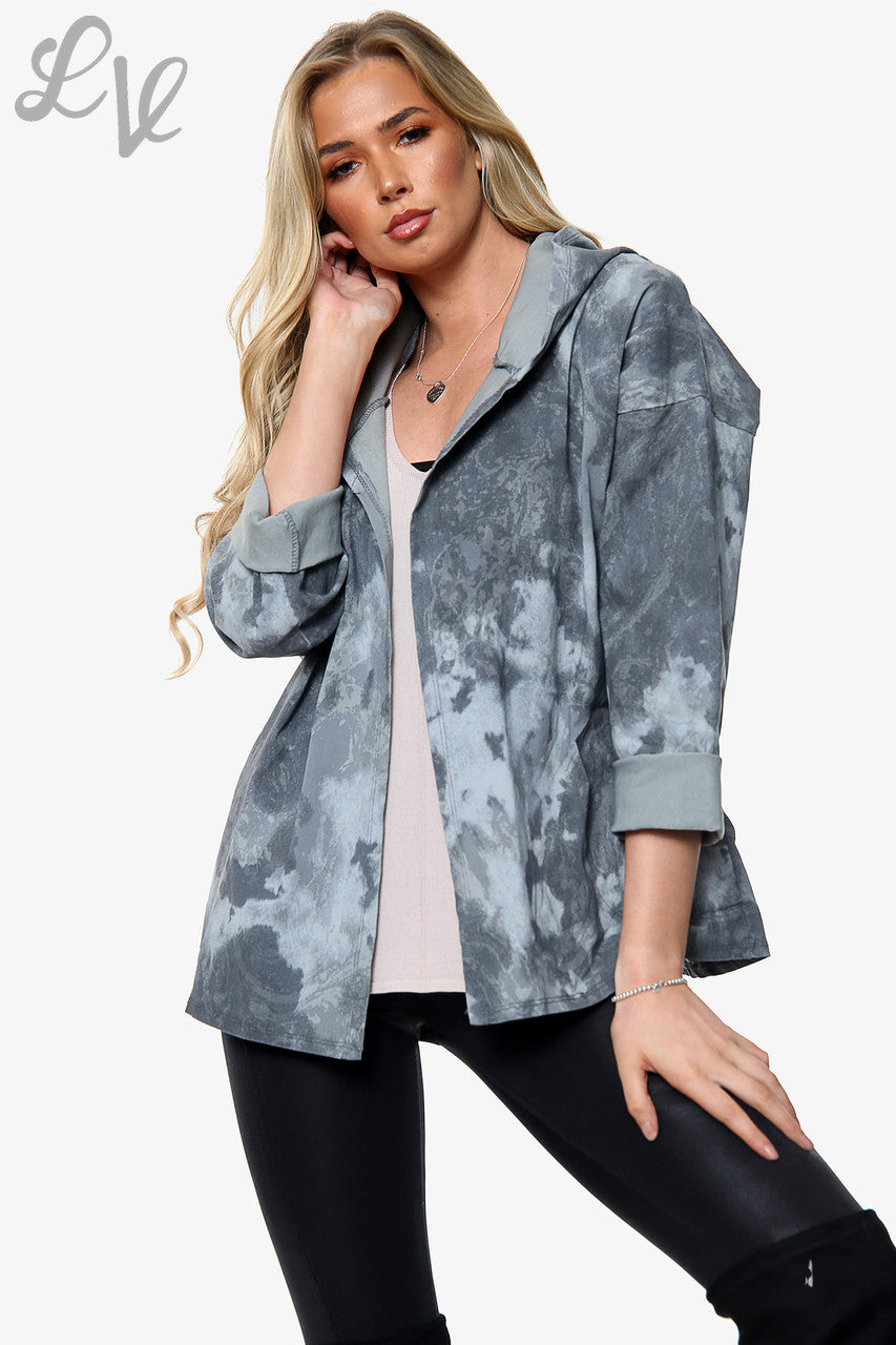 Dames Acid Wash Jack met capuchon Houtskool Prijs WAS £14,99 NU £7,49