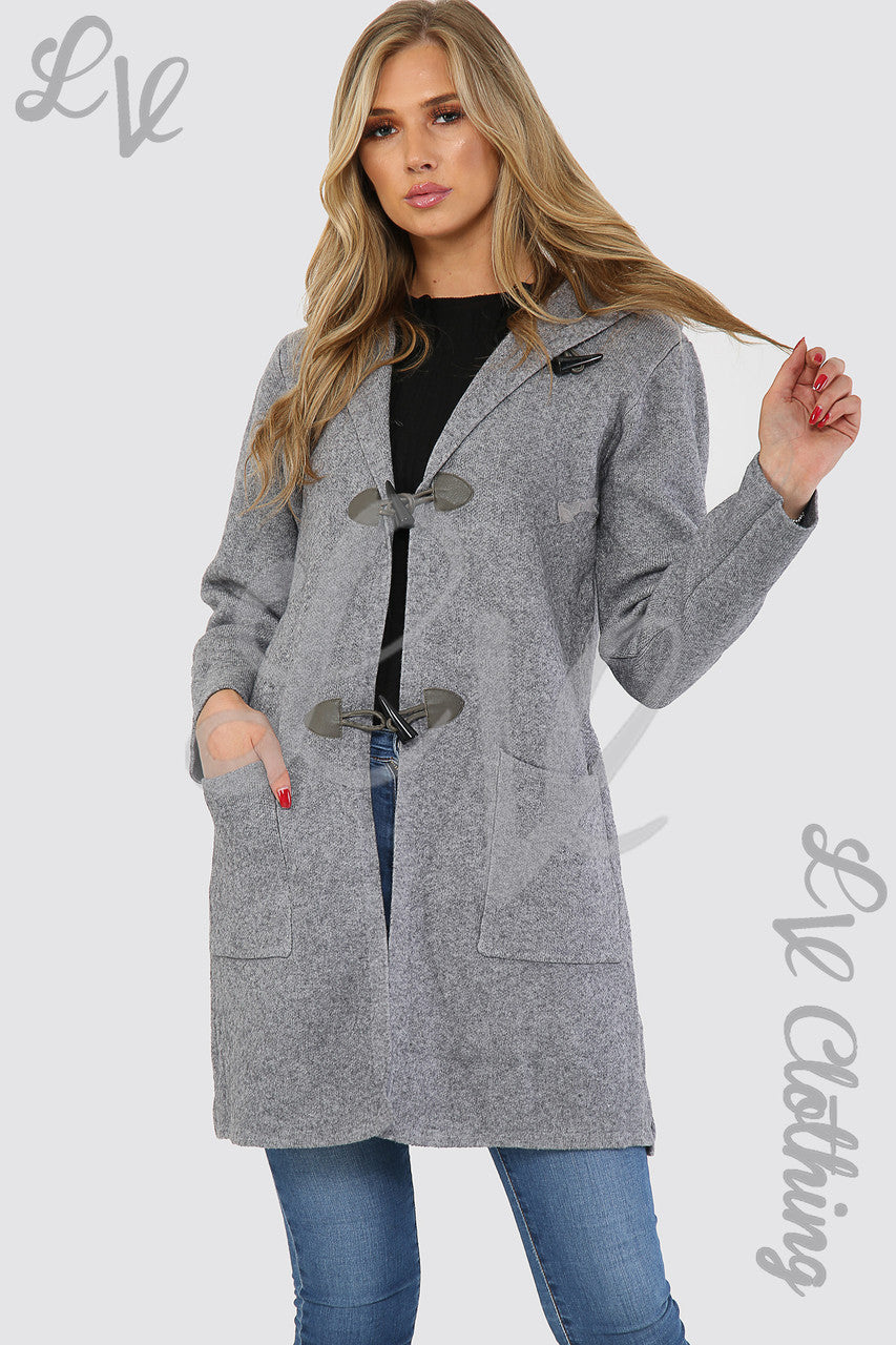 Damesvest met capuchon en toggle-knopen Jas Grijs Eenheidsprijs € 16,99