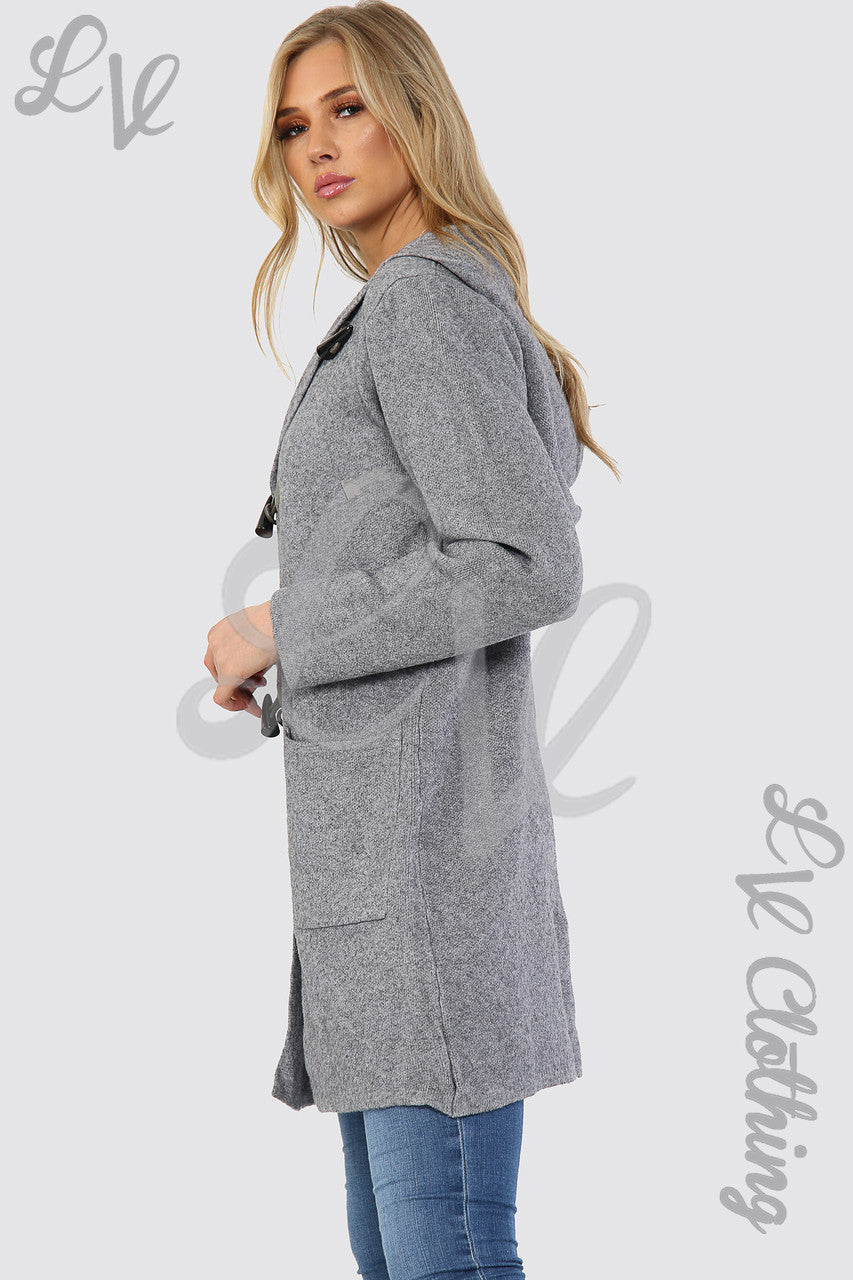Damesvest met capuchon en toggle-knopen Jas Grijs Eenheidsprijs € 16,99