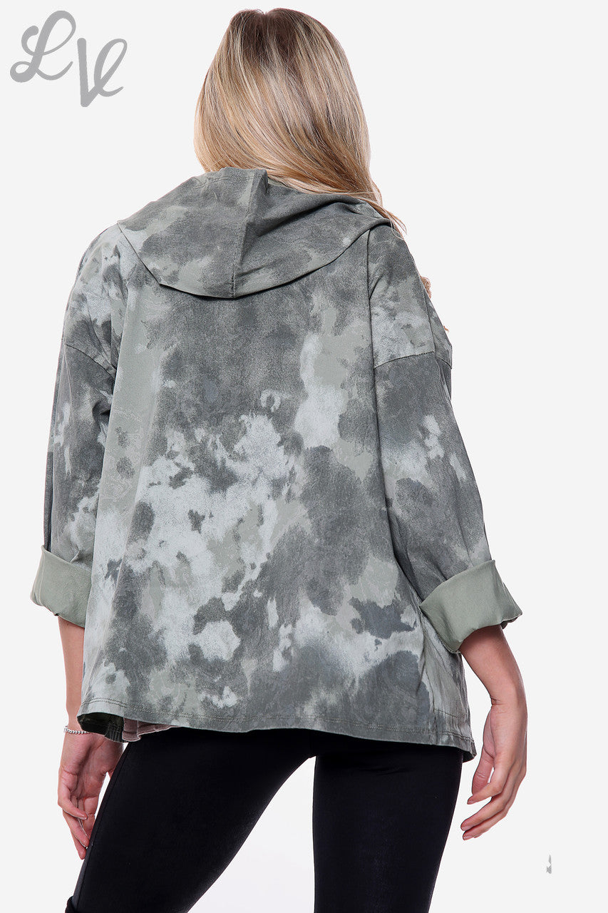 Dames Hooded Jack met Acid Wassing Khaki Stukprijs WAS €14,99 NU €7,49