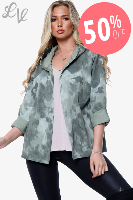 Dames Hooded Jack met Acid Wassing Khaki Stukprijs WAS €14,99 NU €7,49