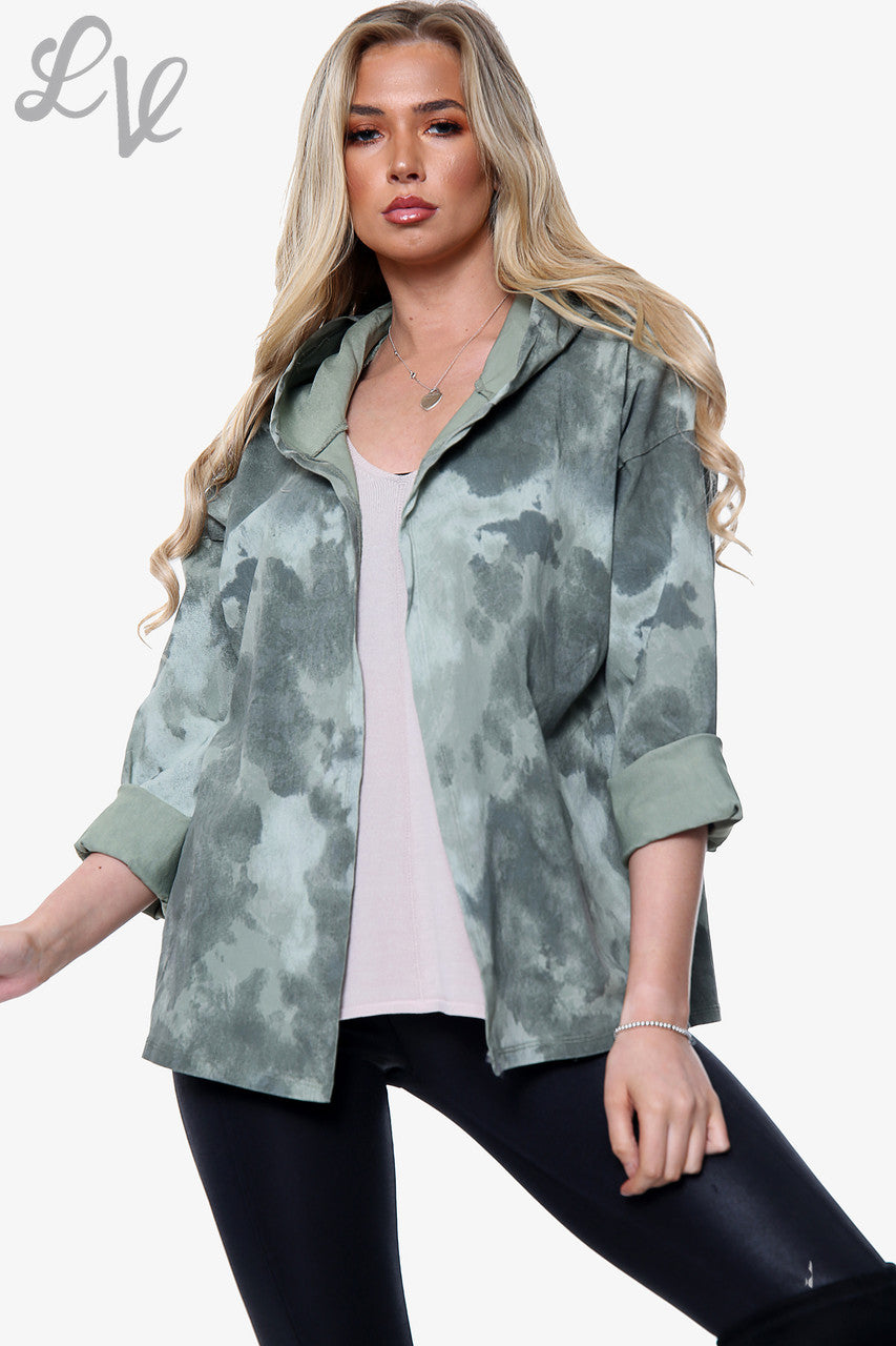 Dames Hooded Jack met Acid Wassing Khaki Stukprijs WAS €14,99 NU €7,49