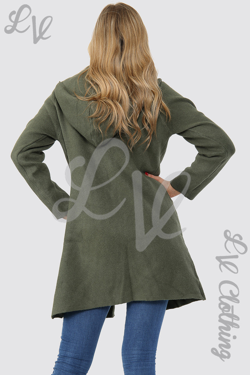 Dames Vestjas met Capuchon en Knevelsluiting Kaki Stukprijs € 16,99