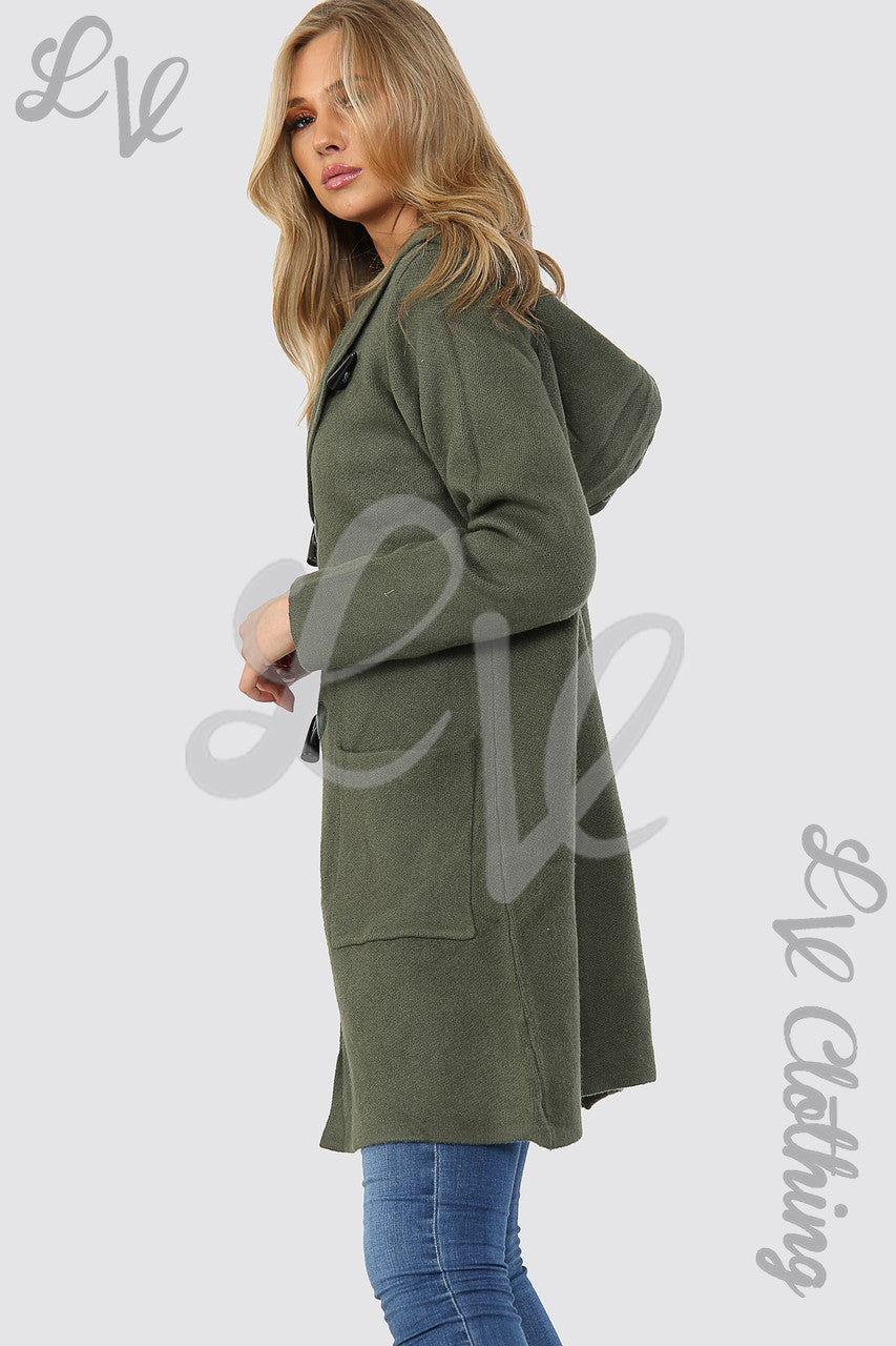 Dames Vestjas met Capuchon en Knevelsluiting Kaki Stukprijs € 16,99