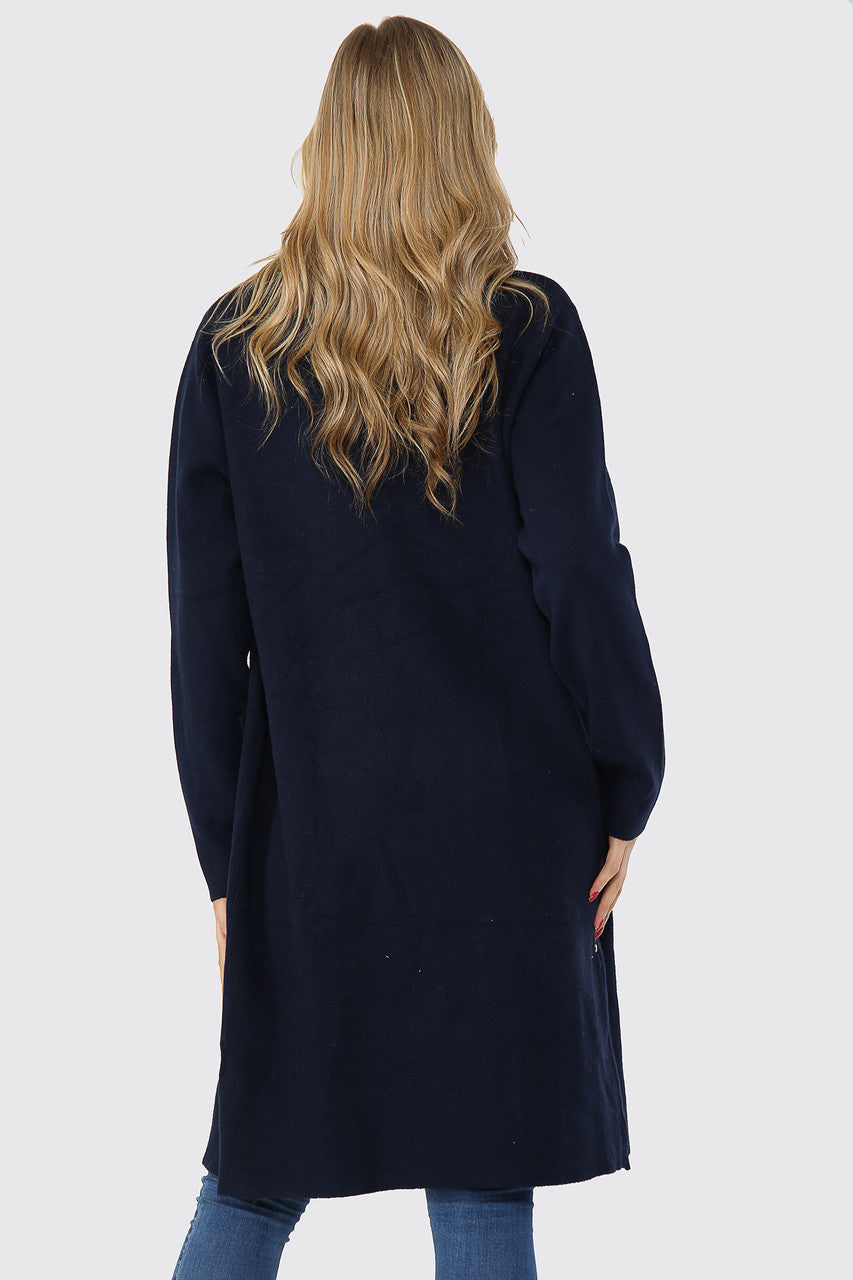 Ladies Knitted Plain Cardigan Jacket Navy Unit Price £22.99