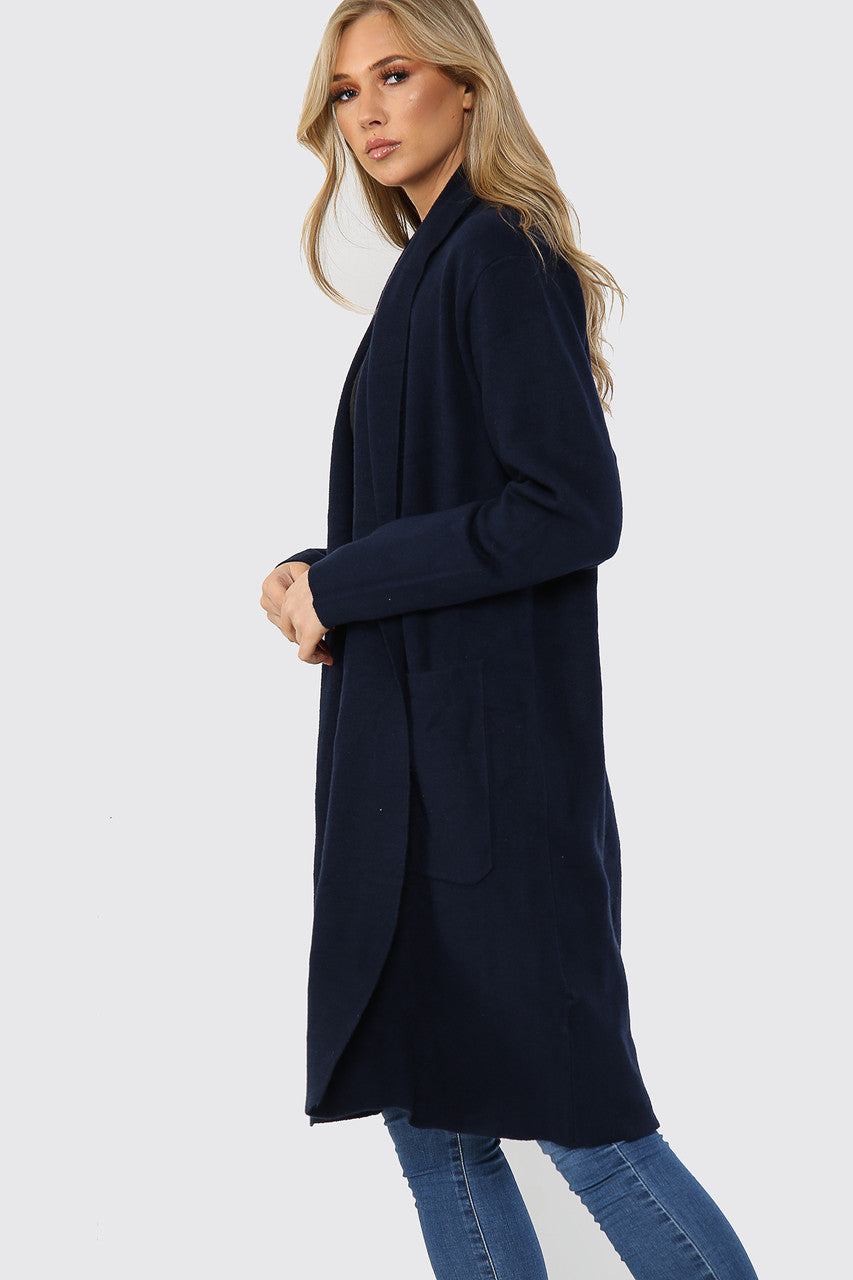 Ladies Knitted Plain Cardigan Jacket Navy Unit Price £22.99