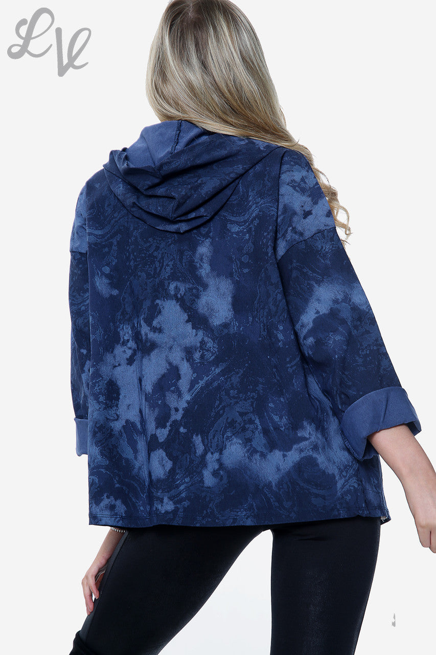 Dames Acid Wash Jack met capuchon Marineblauw Prijs WAS € 14,99 NU € 7,49
