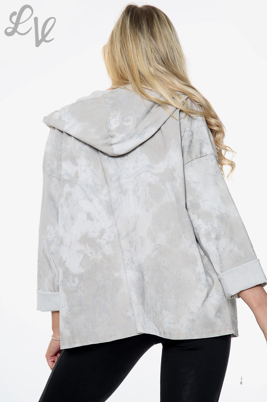 Dames capuchonjack met acid-wassing, steenkleurig, eenheidsprijs WAS £14,99 NU £7,49