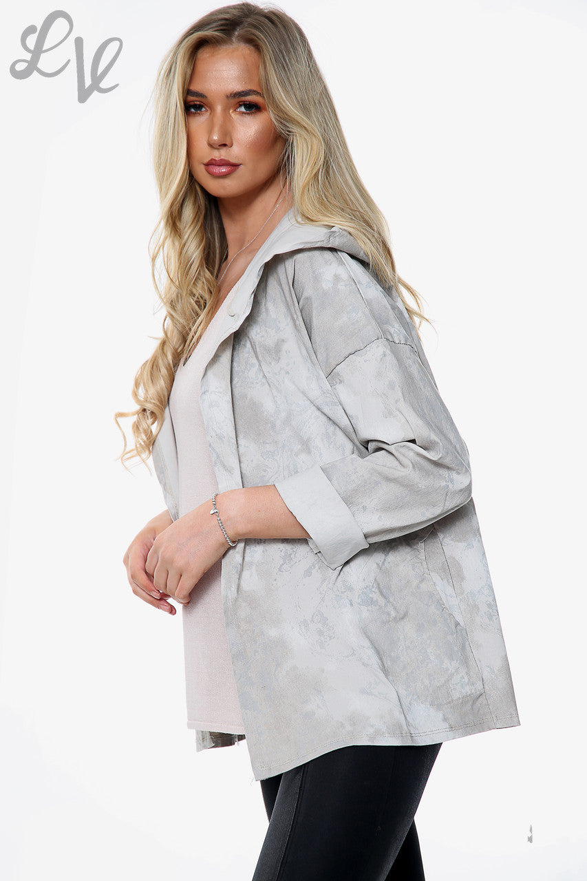Dames capuchonjack met acid-wassing, steenkleurig, eenheidsprijs WAS £14,99 NU £7,49