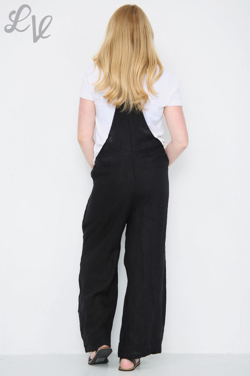 Dames linnen tuinbroek zwart Stukprijs € 16,99