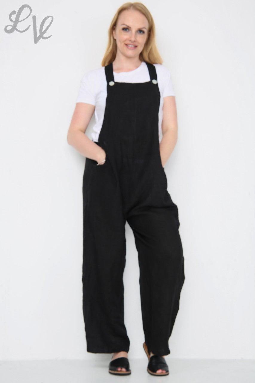 Dames linnen tuinbroek zwart Stukprijs € 16,99