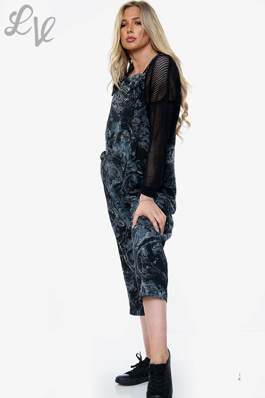 Dames Acid Wash Salopette Zwart Prijs per eenheid €11,99