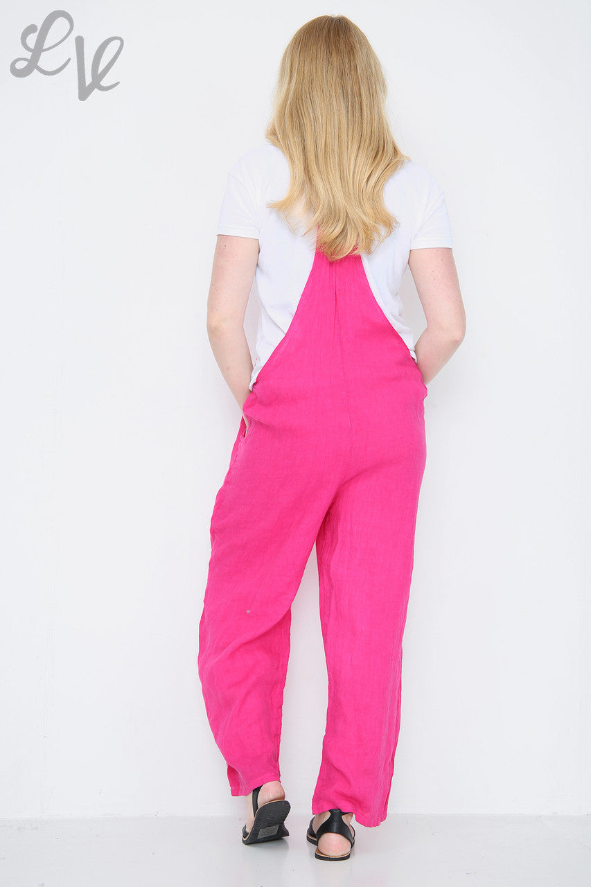 Dames linnen tuinbroek cerise Stukprijs € 16,99