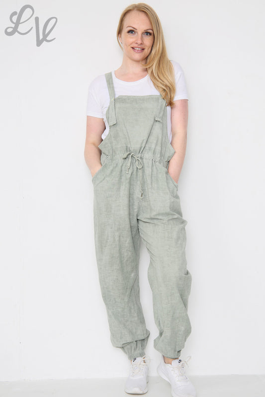 Dames Linnen Tuinbroek Kaki Stukprijs € 17,99