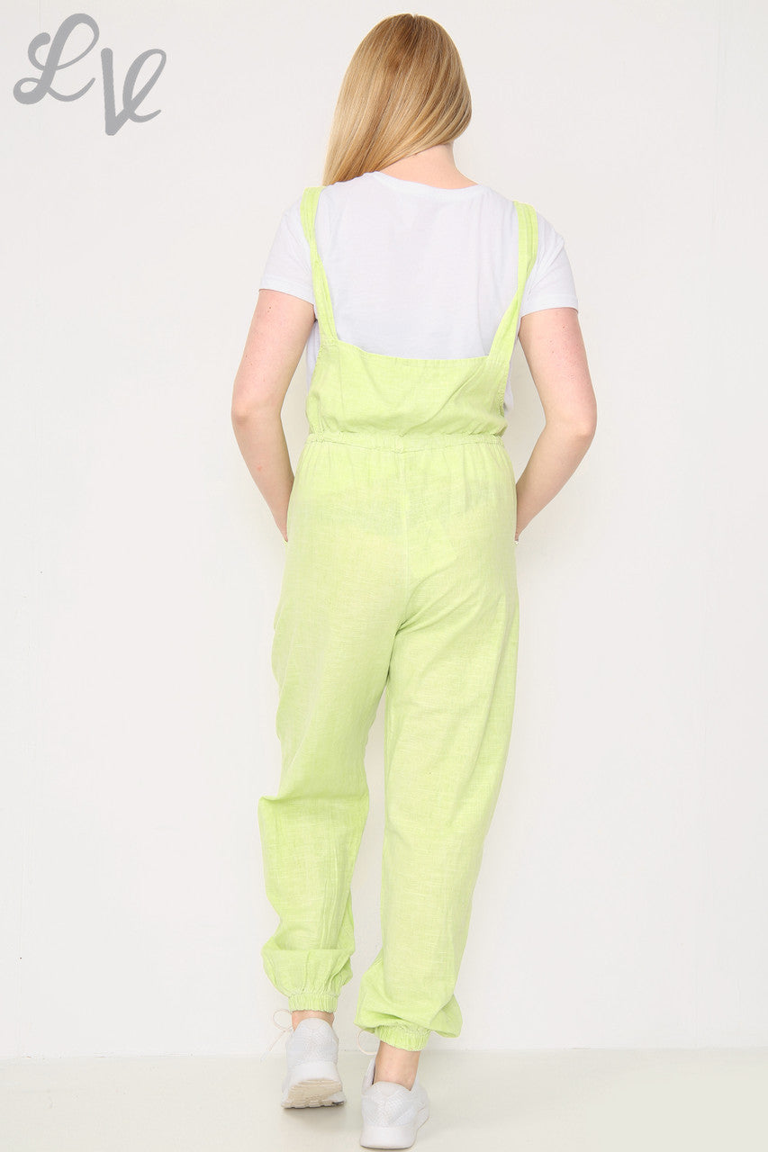 Dames linnen tuinbroek limoen Stukprijs € 17,99