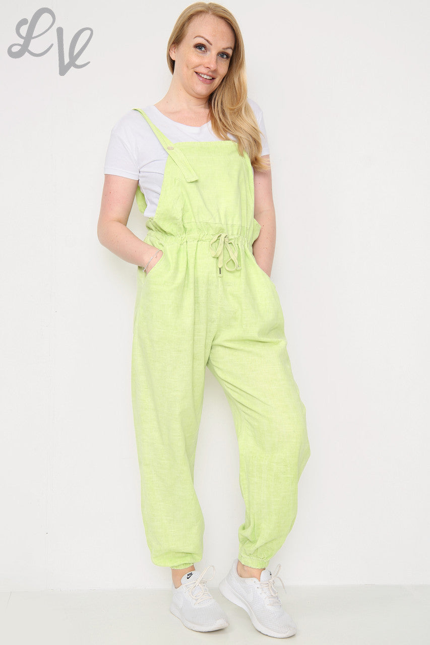 Dames linnen tuinbroek limoen Stukprijs € 17,99