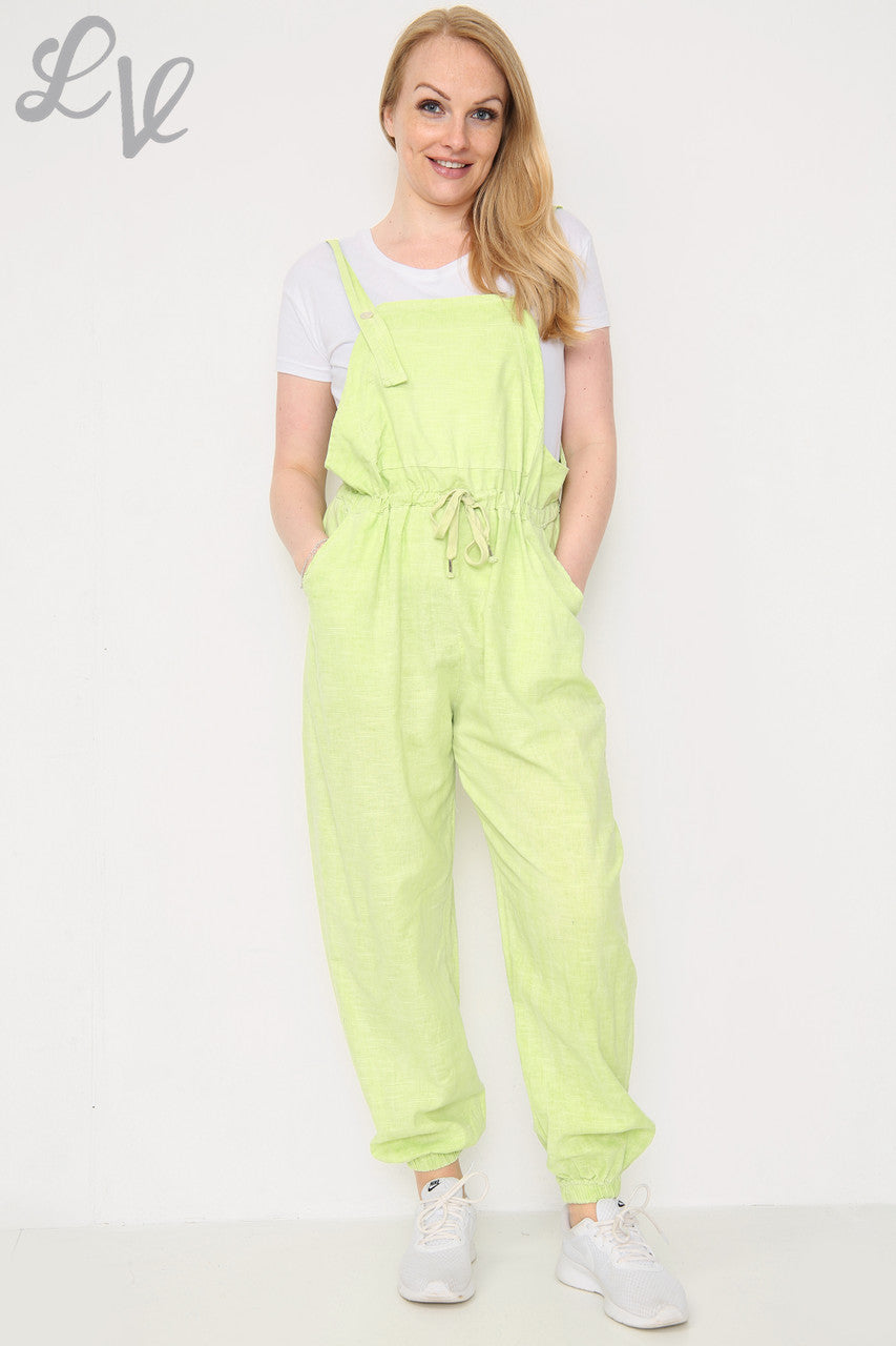 Dames linnen tuinbroek limoen Stukprijs € 17,99