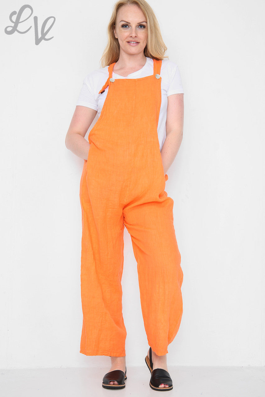 Ladies Linen Dungarees Orange Unit Price £16.99