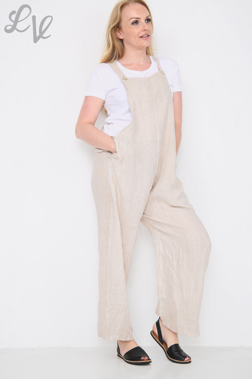 Dames Linnen Tuinbroek Stone Stukprijs €16,99