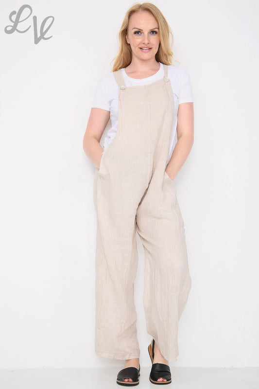 Dames Linnen Tuinbroek Stone Stukprijs €16,99