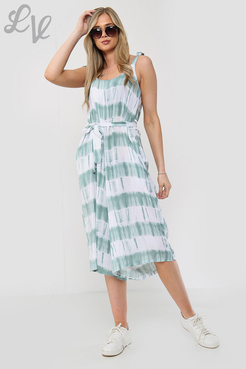 Dames Tie Dye Print Jumpsuit met Ceintuur Tiffany - Prijs per stuk €10.99