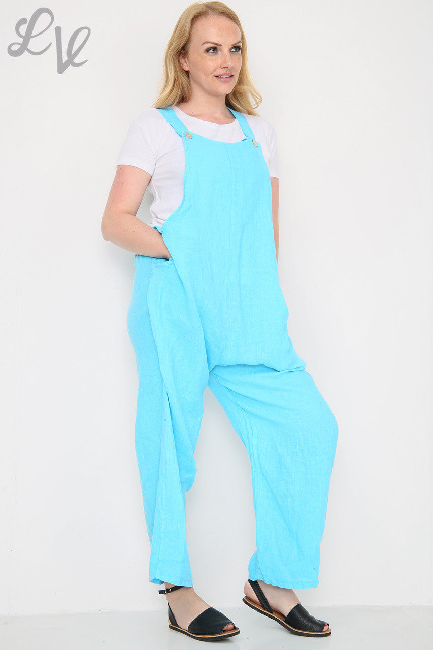 Dames linnen tuinbroek turquoise eenheidsprijs £16,99