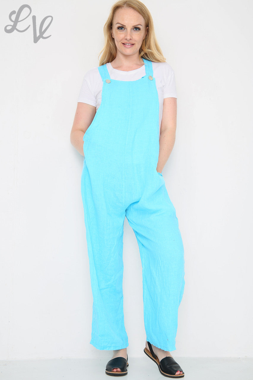 Dames linnen tuinbroek turquoise eenheidsprijs £16,99