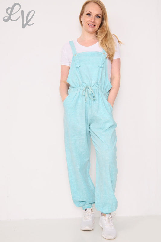 Dames Linnen Tuinbroek Turkoois Stukprijs €17,99
