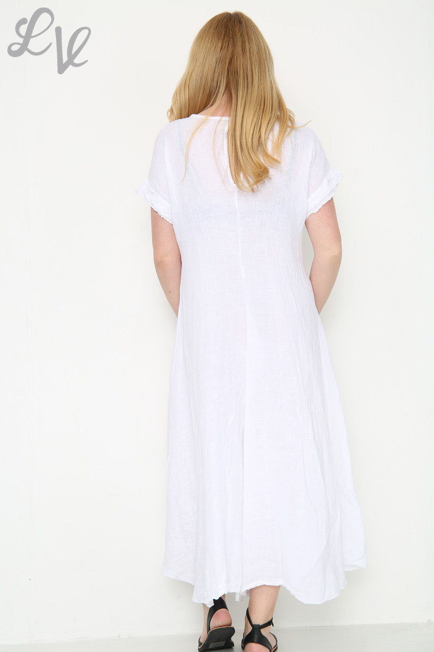 Ladies Linen Unfinished Hem Jumpsuit White Unit Price £19.99