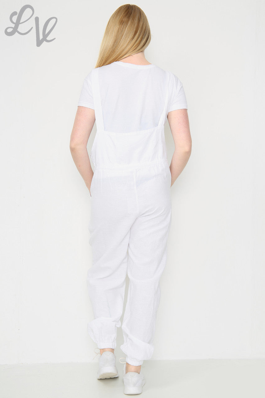 Dames Linnen Tuinbroek Wit Stukprijs € 17,99