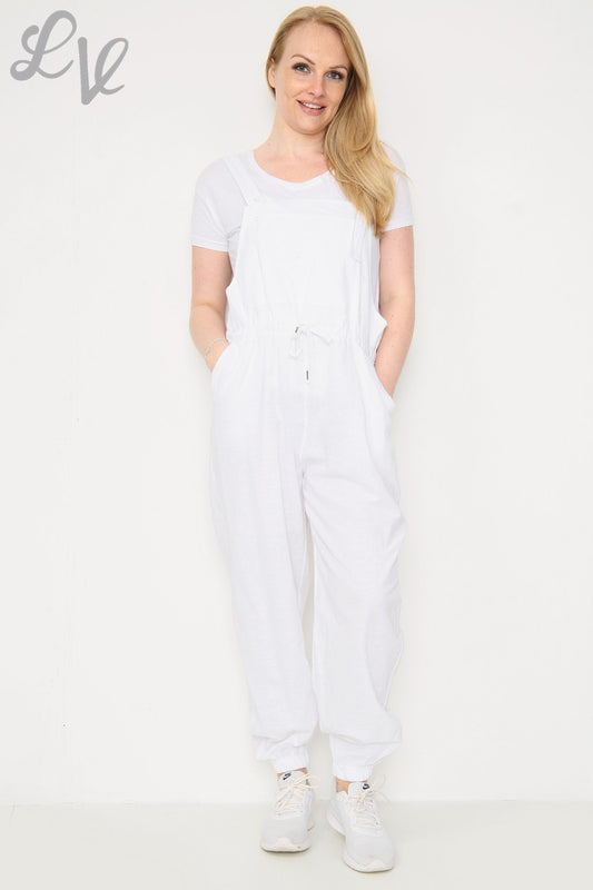 Dames Linnen Tuinbroek Wit Stukprijs € 17,99
