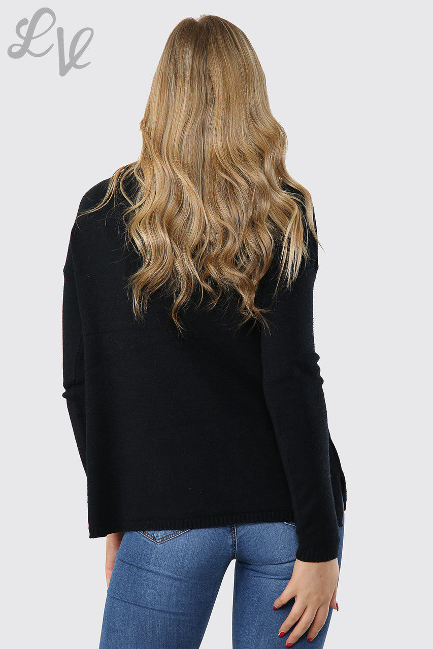 Ladies Sequin Star Detail Jumper Sweatshirt  Black Unit Price WAS £16.99 NOW £14.99