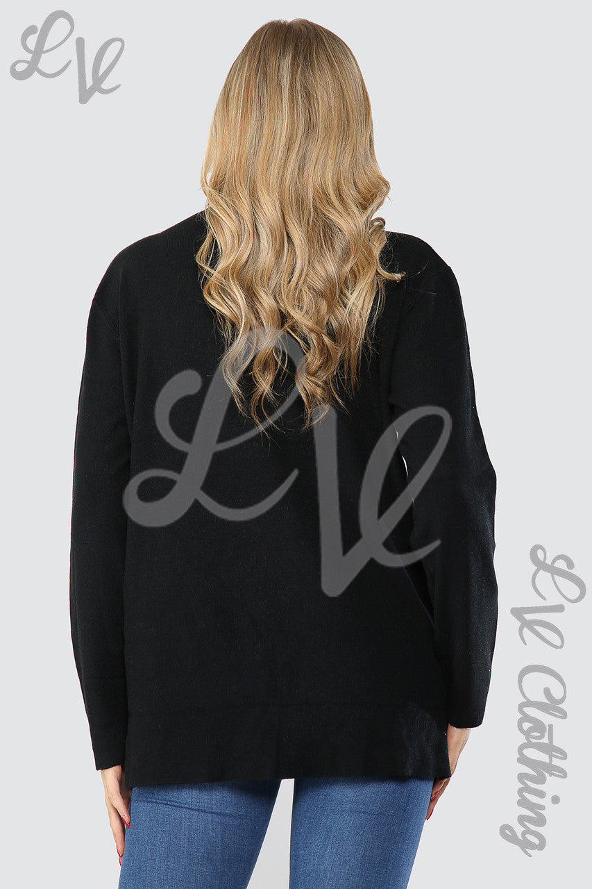 Dames Ronde Hals Trui met Studs Zwarte Stukprijs € 20,99