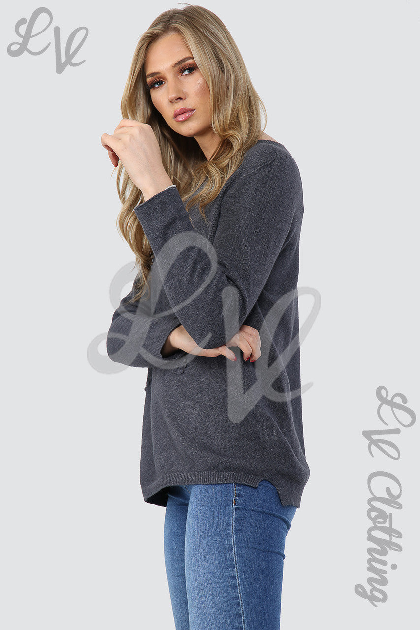 Dames Sterrenprint Trui Top Houtskool - Stukprijs £ 12,99