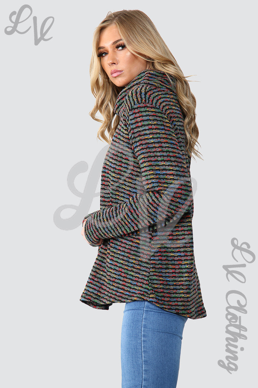 Dames Meerkleurige Gebreide Coltrui Top Houtskool - Prijs WAS €12,99 NU €8,99