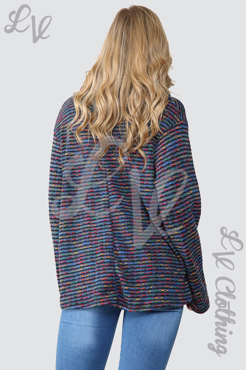 Dames Meerkleurige Gebreide Coltrui Top Spijkerstof - Stukprijs €12,99
