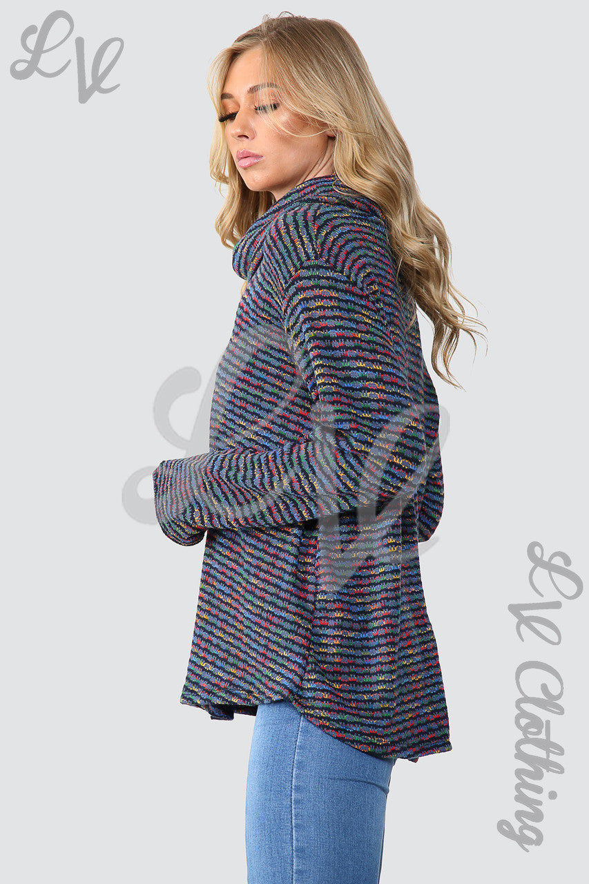 Dames Meerkleurige Gebreide Coltrui Top Spijkerstof - Stukprijs €12,99