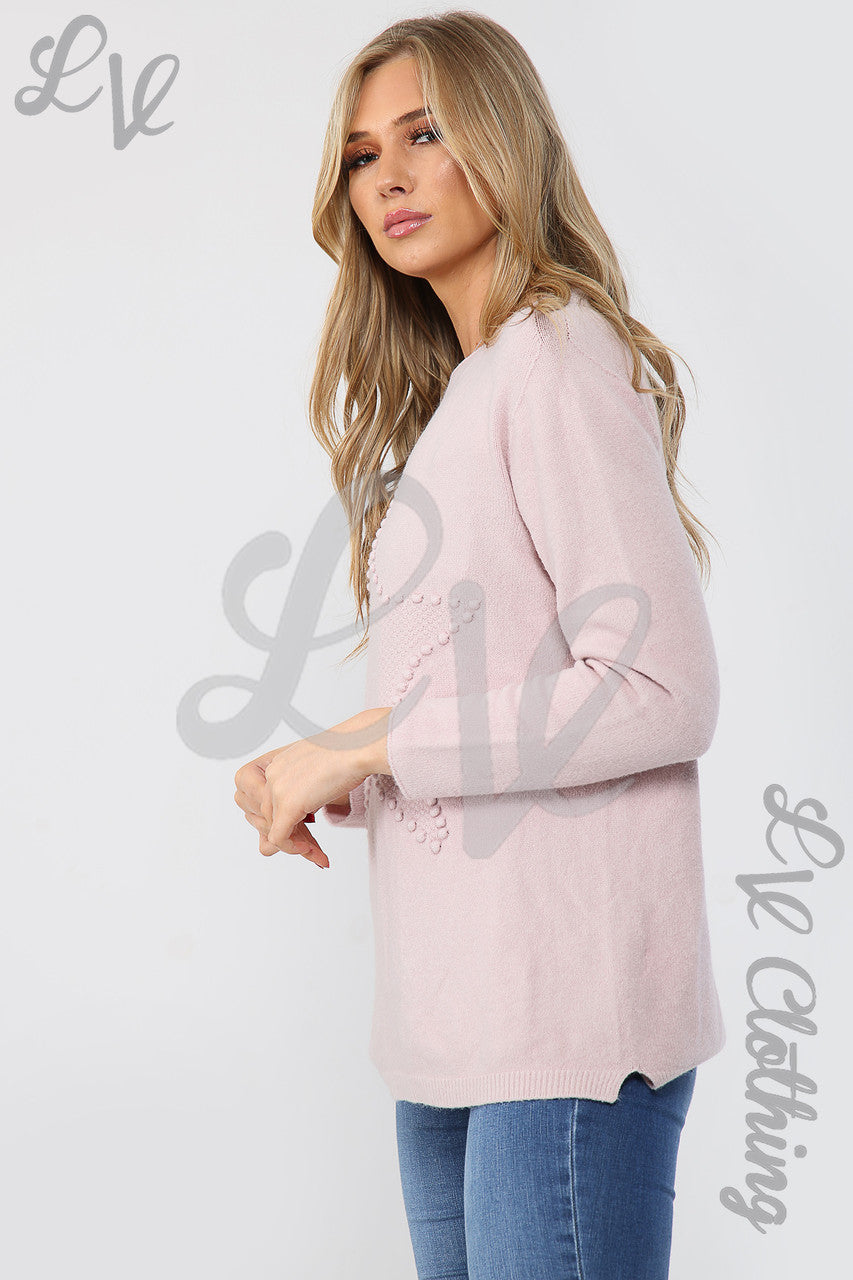 Dames Star Imprint Jumper Top Dusty Pink - Prijs per stuk £20,99